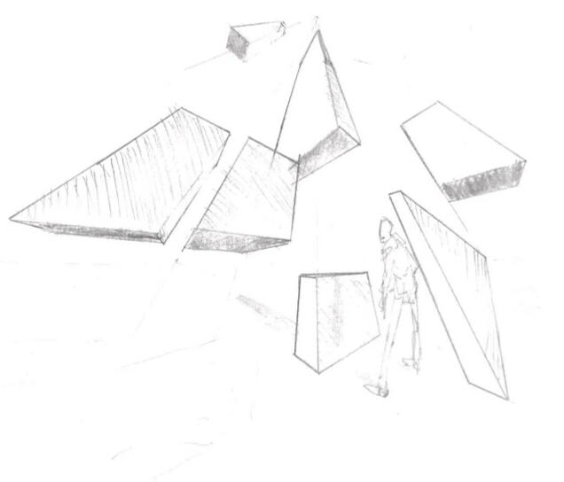 3 point Perspective study. Sketchbook practices. "I always knew that 2 point perspective was wonderful, and wanted to try 3 point. I guess it came out really nicely, conveys a lot of energy. Ideal for comics."