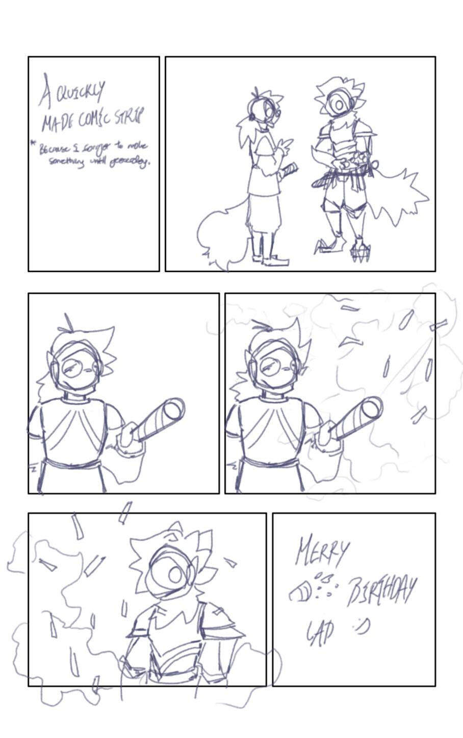 Birthday Comic. Characters and Concepting. 12.30.2023. "Happy birthday Inferno, you go get em' man."