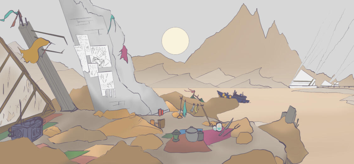 Wasteland Concept. character commission background. 12.17.2021.