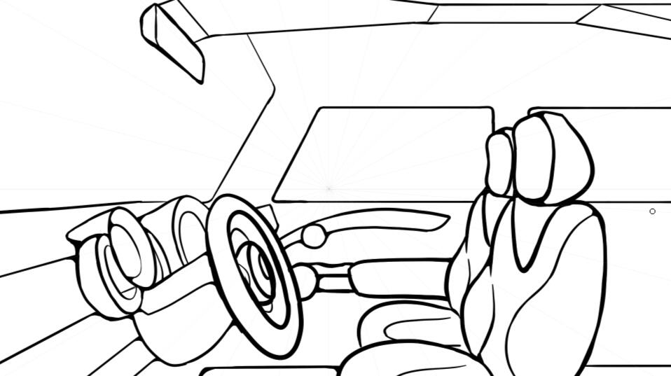 MiniCooper Interior. Observational Drawing, Krita. "My Dream Car"