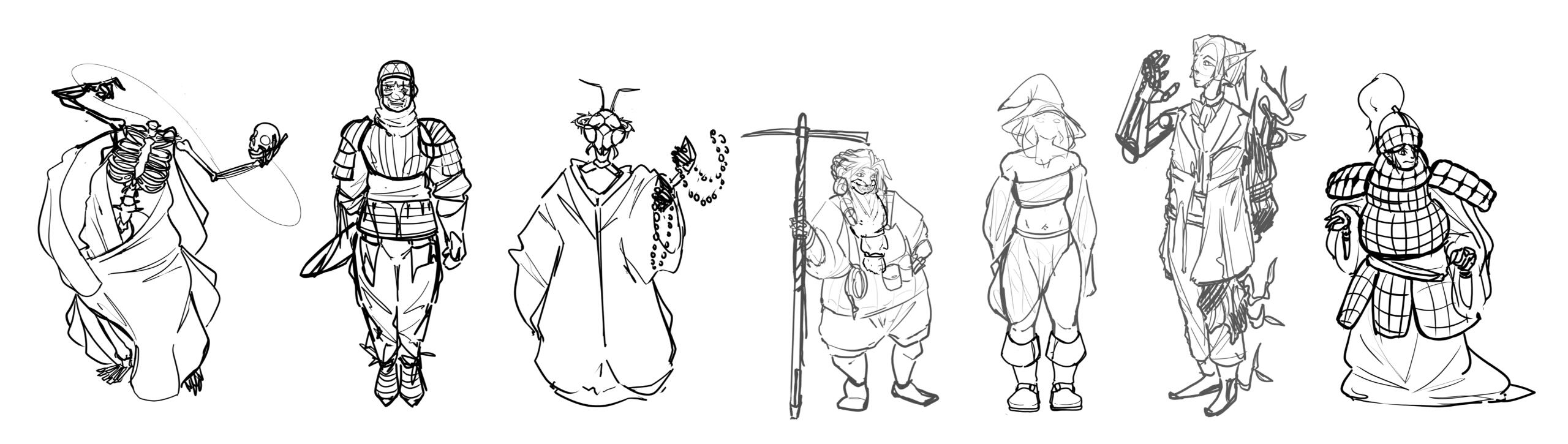 7 DnD characters. Comm, Incomplete. 05.08.2024.