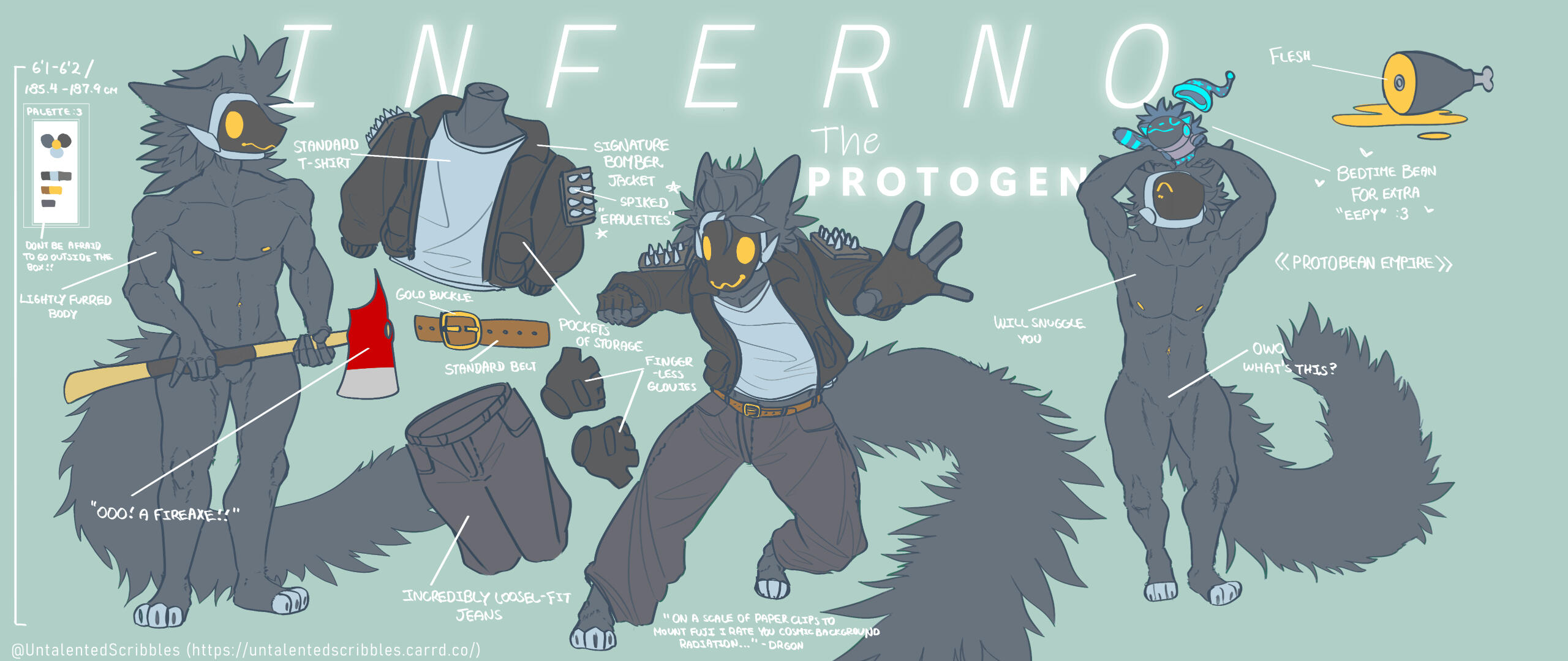 Reference Sheet. Inferno the Protogen, anatomy study, character concepting. 07.24.2024