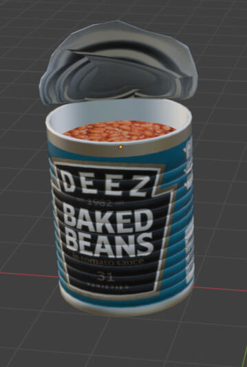 "deez baked beans", remake of assets from popular game DayZ. Liver pate and baked beans are wonderful foods, complete with blendshapes.